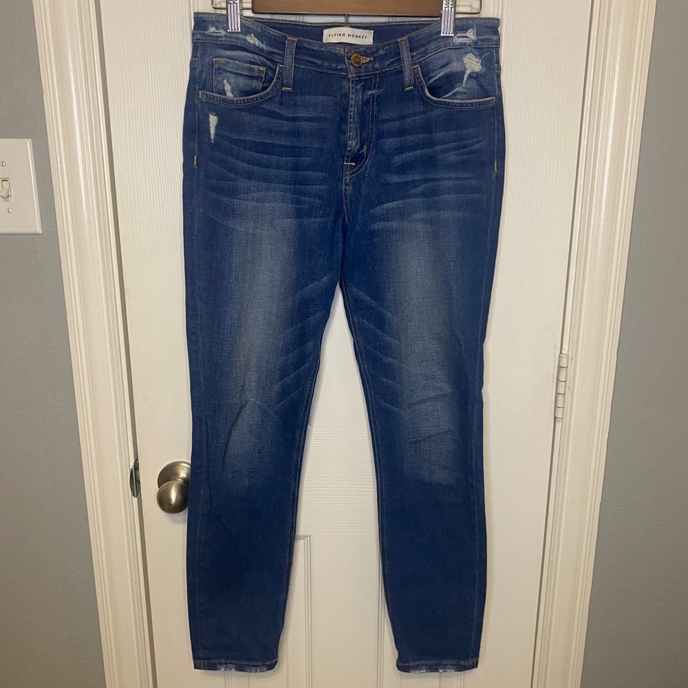 Flying Monkey Denim Jeans Womens 28 Distressed Skinny Medium Wash Stretch